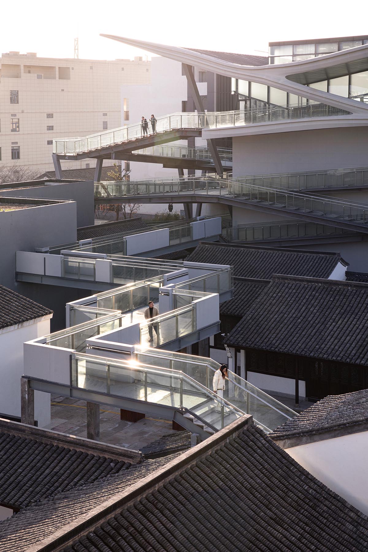 SpActrum completes cultural building with floating terraces and skywalks in Zhejiang, China 