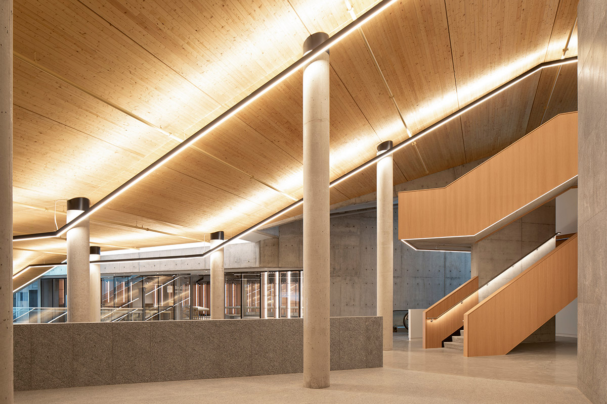 A striking bell tower pierces the sky, illuminating the grandeur of the pavilion in Montreal