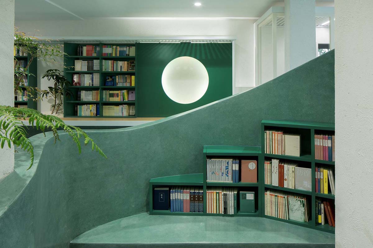 Jiejie Studio creates artificial landscape for bookstore and teahouse with misty pond in Beijing 