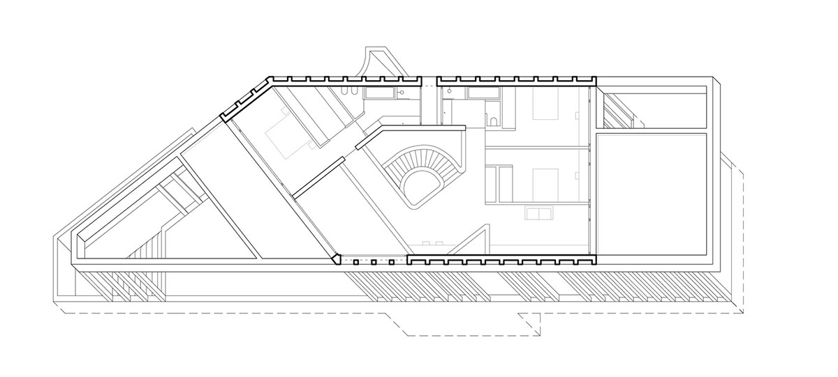 Grey concrete villa by DF_DC is characterised with trapezoidal colonnaded terrace on Comano hills