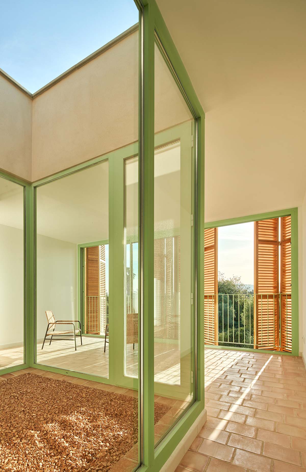 Social housing is characterized by dense wooden shutters in Inca, Spain