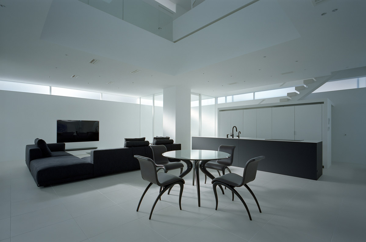 Fujiwaramuro Architects designs family house with thin skylights and transparent built-in garage