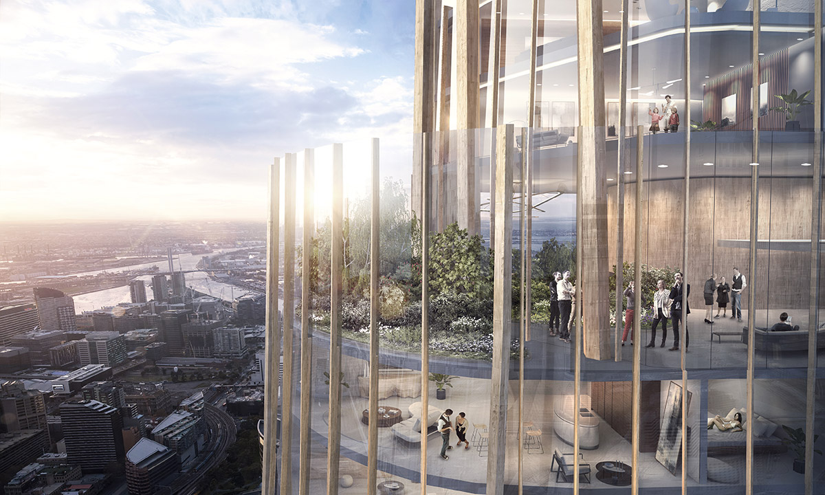 MAD's tower features a mix of natural forms for Southbank by Beulah competition in Melbourne