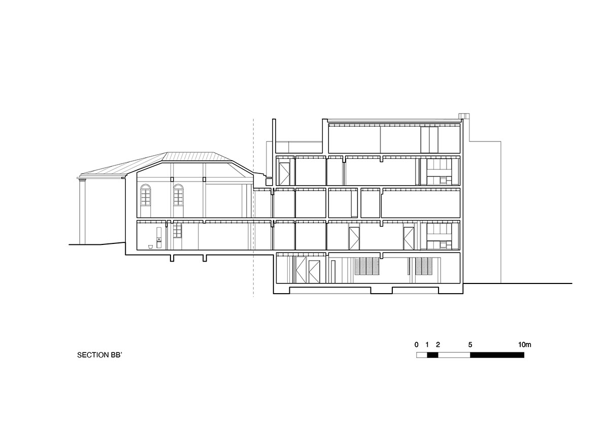 Semi-circular housing block features golden, lightweight and moveable elements in Leiria