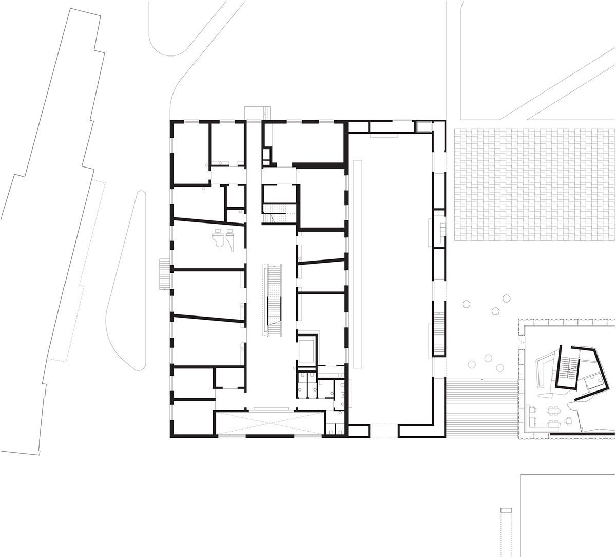 Carlana Mezzalira Pentimalli built music school with cut out and red-pigmented volumes in Italy