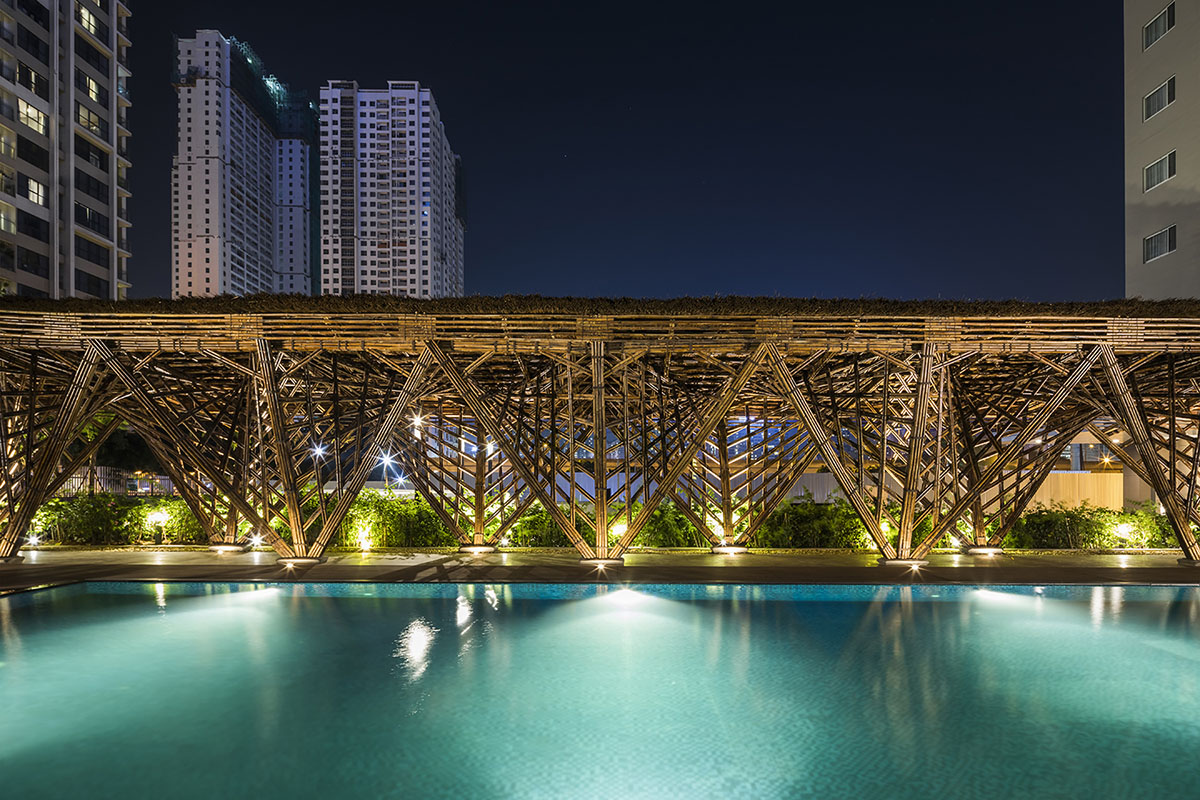 VTN Architects' Vinata Bamboo Pavilion creates a natural pathway in a garden of high-rise buildings