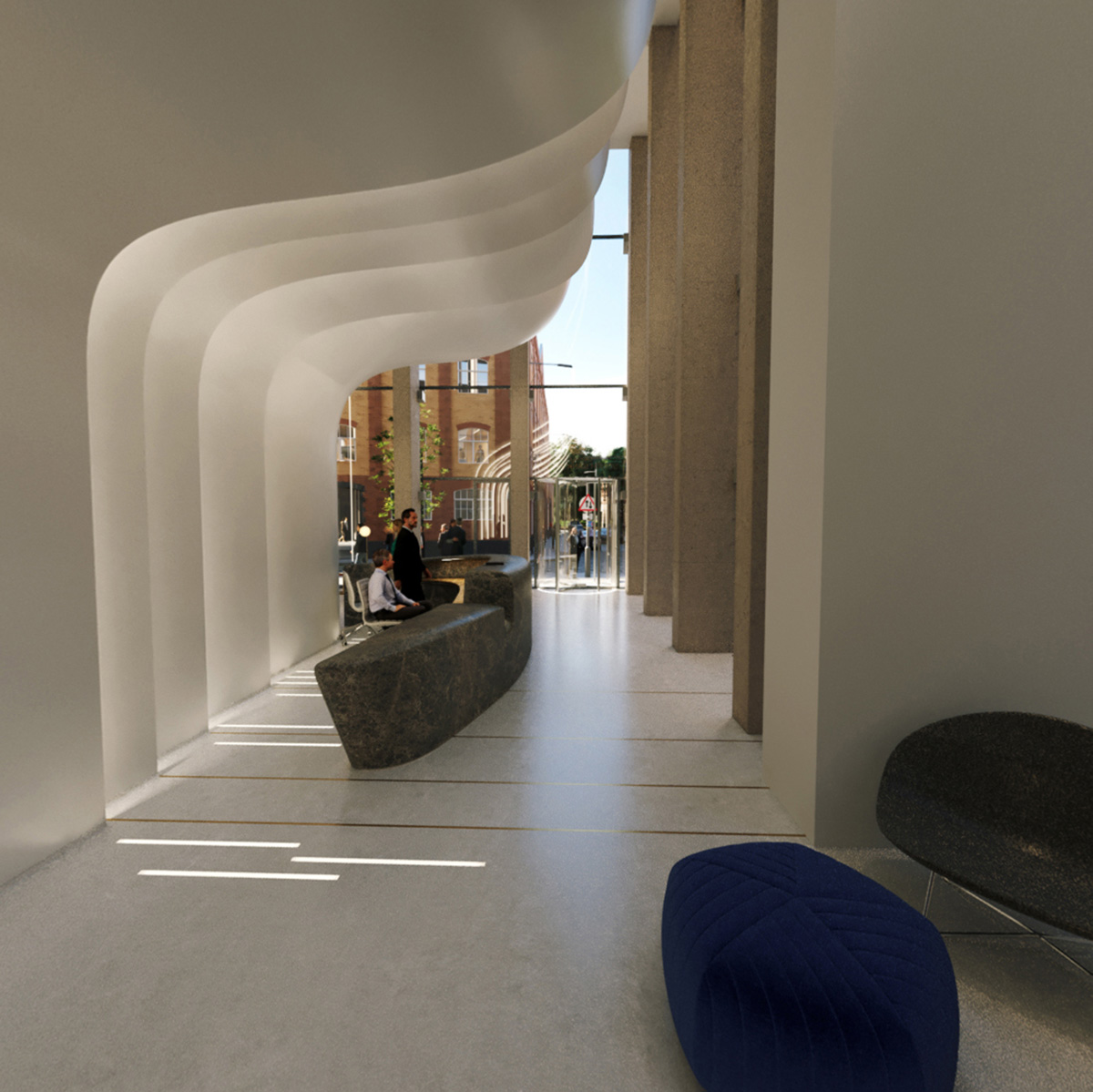 Zaha Hadid Architects redesigns Southbank Tower's lobby with a curvaceous new mezzanine floor