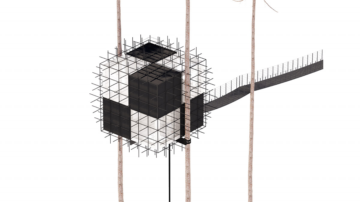 BIG encloses hotel room with 350 birdhouses in Sweden 