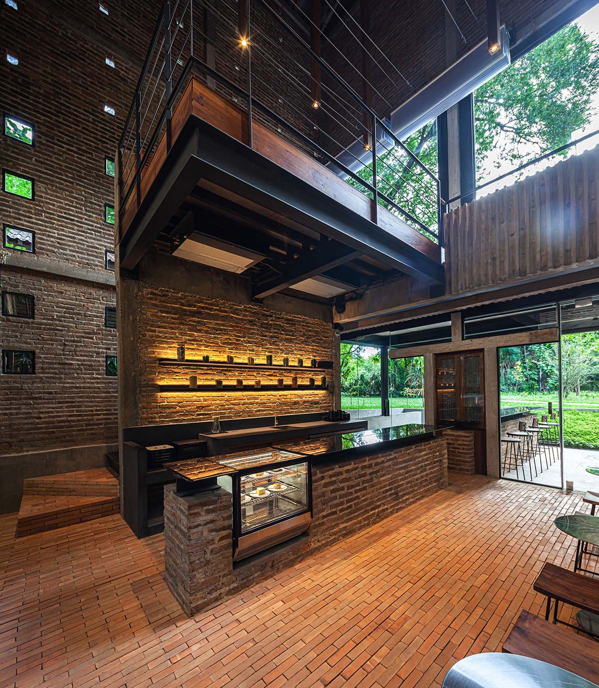 Sunken tea house by PAVA architects restores its historical elements in a former plant estate