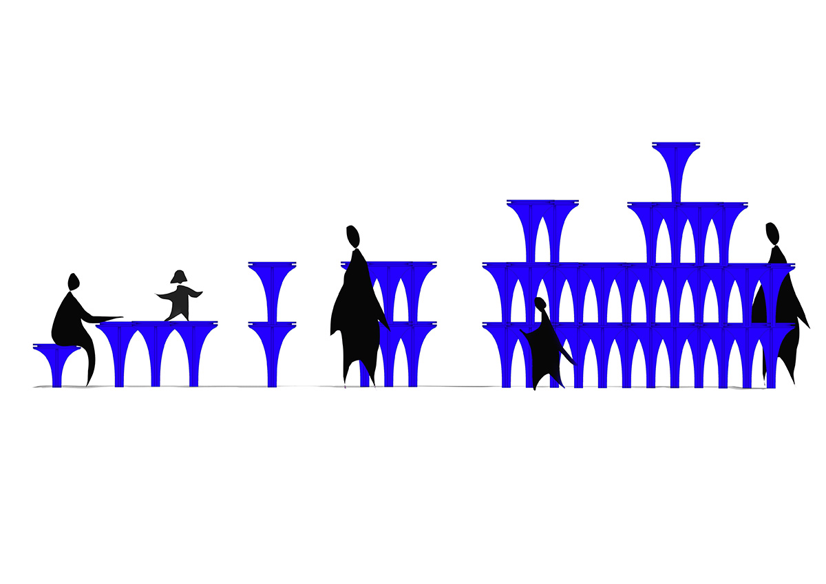 Various Associates used recycled materials to build pavilion reducing waste in an exhibition area