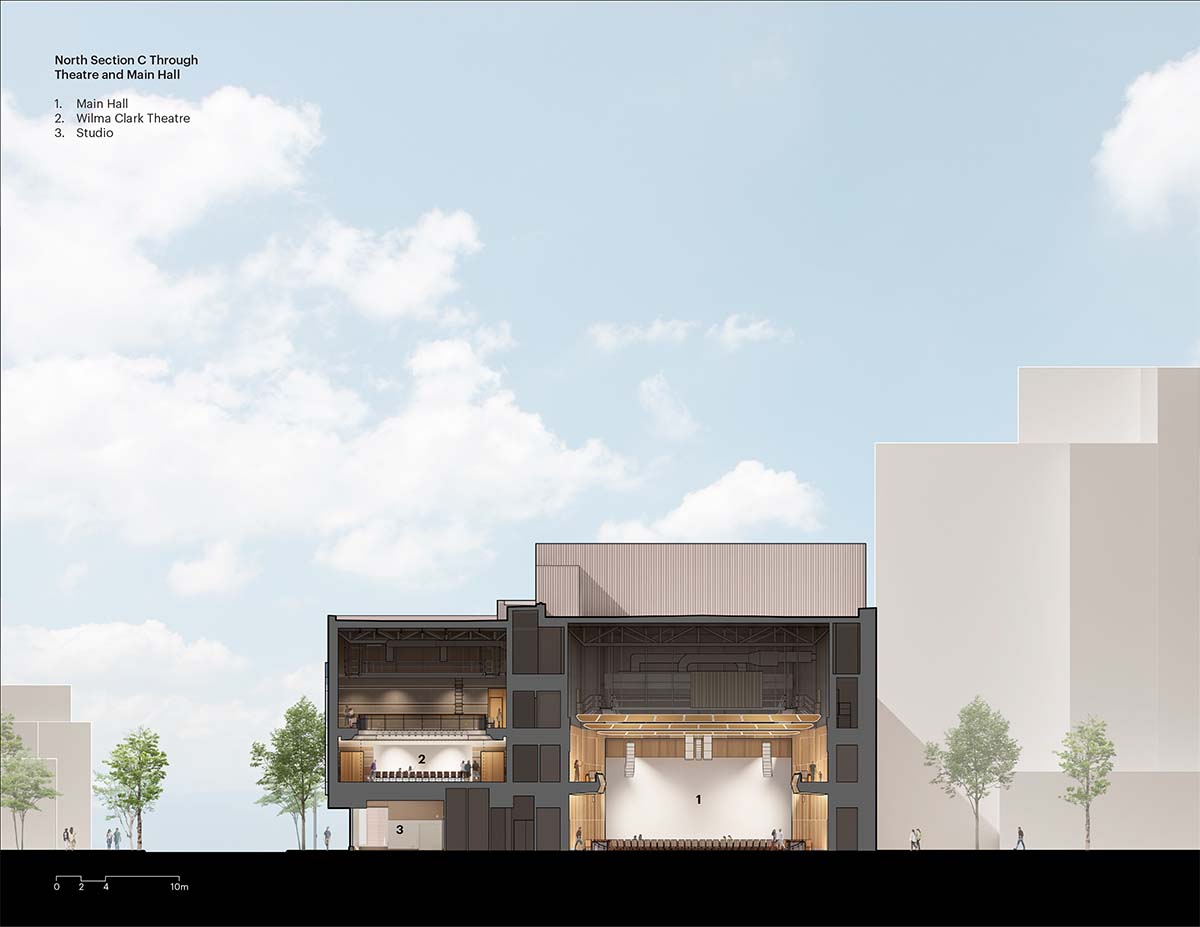 Diamond Schmitt's Ron and Erma Hawkes Centre for the Arts tops out 