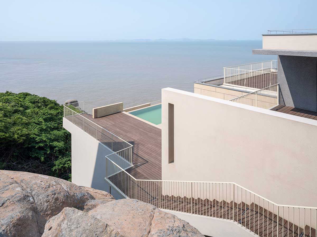 The Lighthouse Hotel reinterprets traditional fishing village settlements on a steep reef in Zhoushan