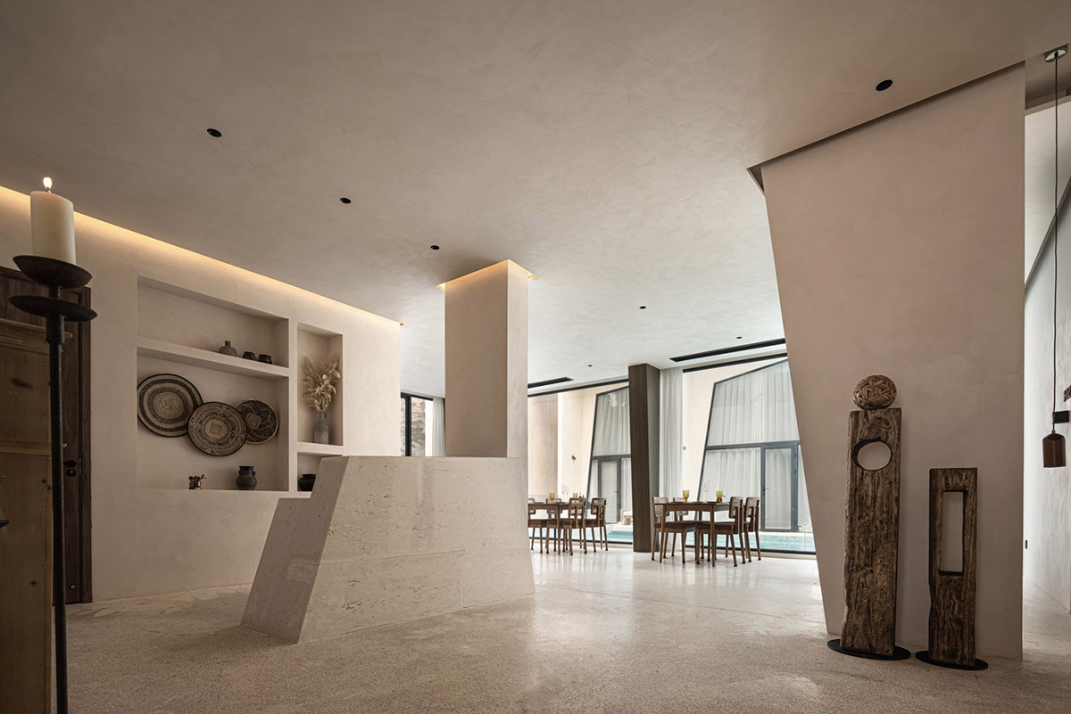 Oblique and hollow walls form this sculpted hotel by AT DESIGN in Southeast of Xiamen