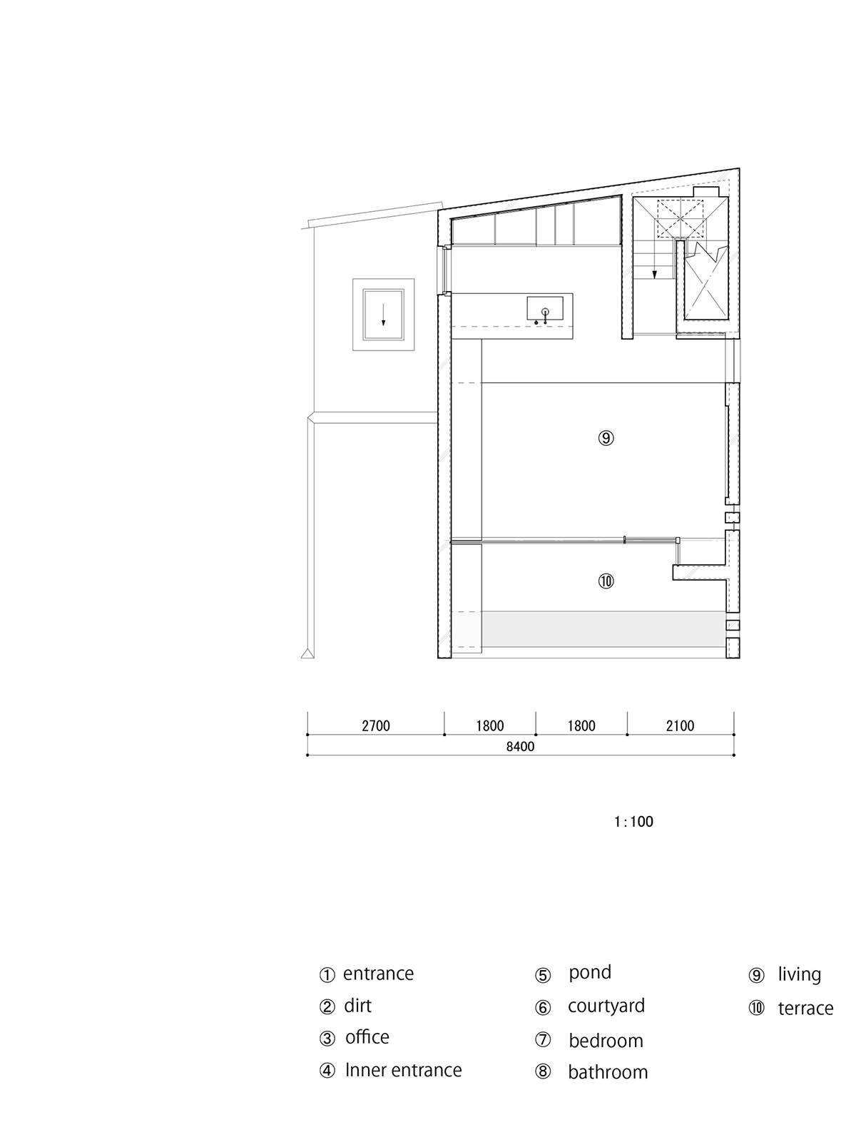 Gosize combines its office and residence on a natural stone base in Japan