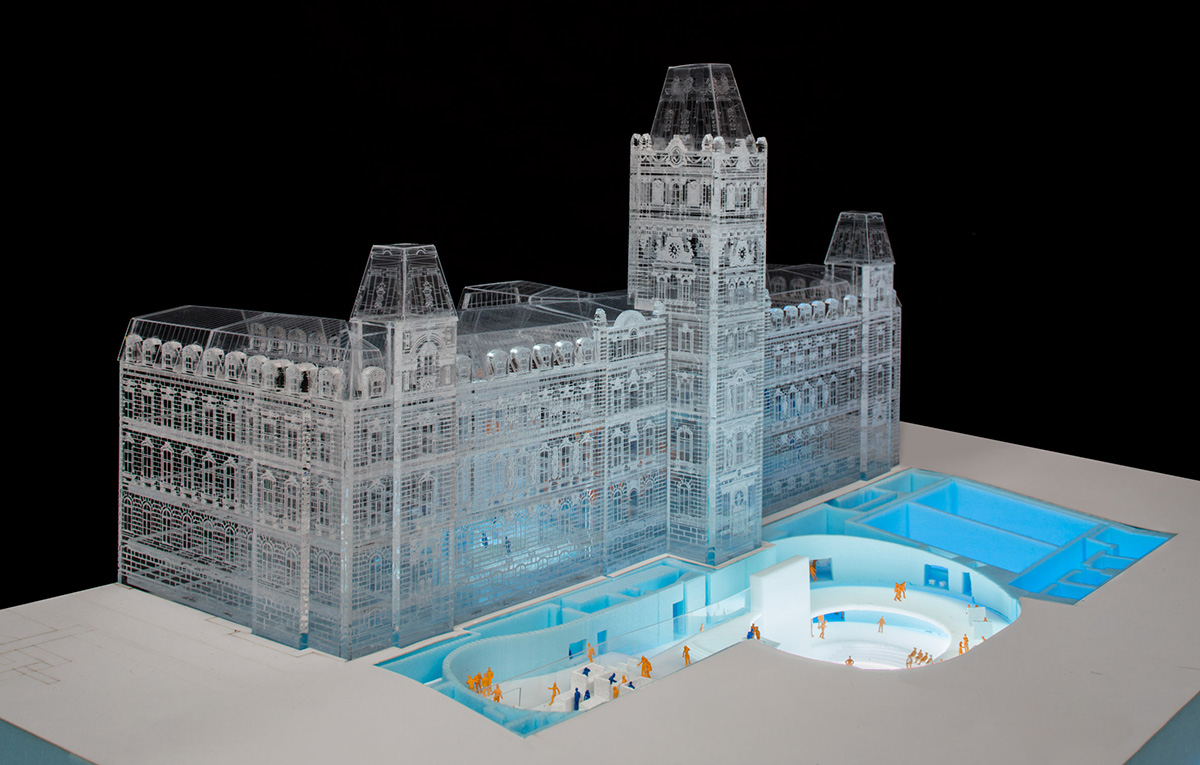 Provencher_Roy adds new pavilion to National Assembly Parliament Building with central spiral ramp