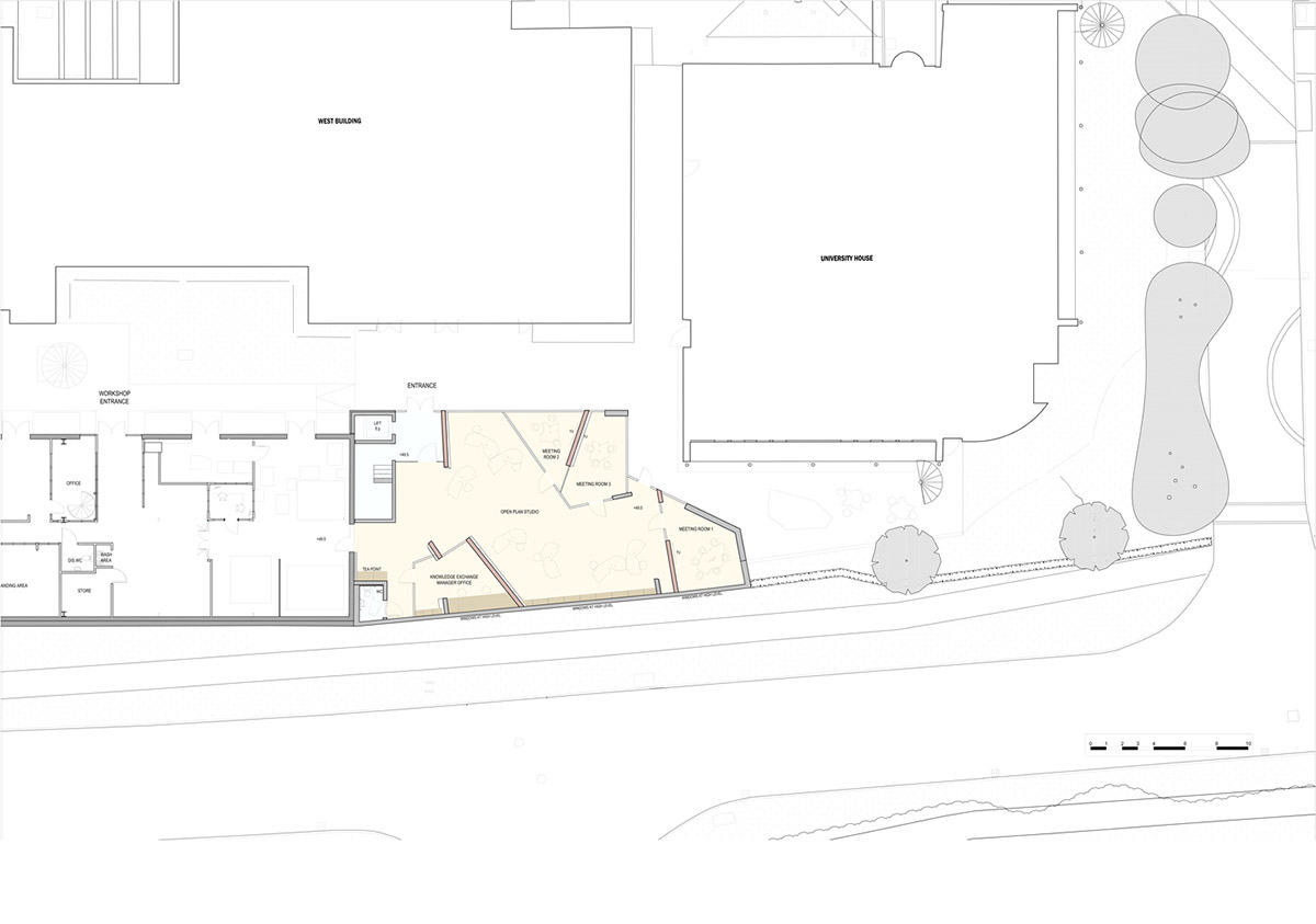 Construction begins on CRAB Studio's orange-colored Innovation Hub at Arts University Bournemouth