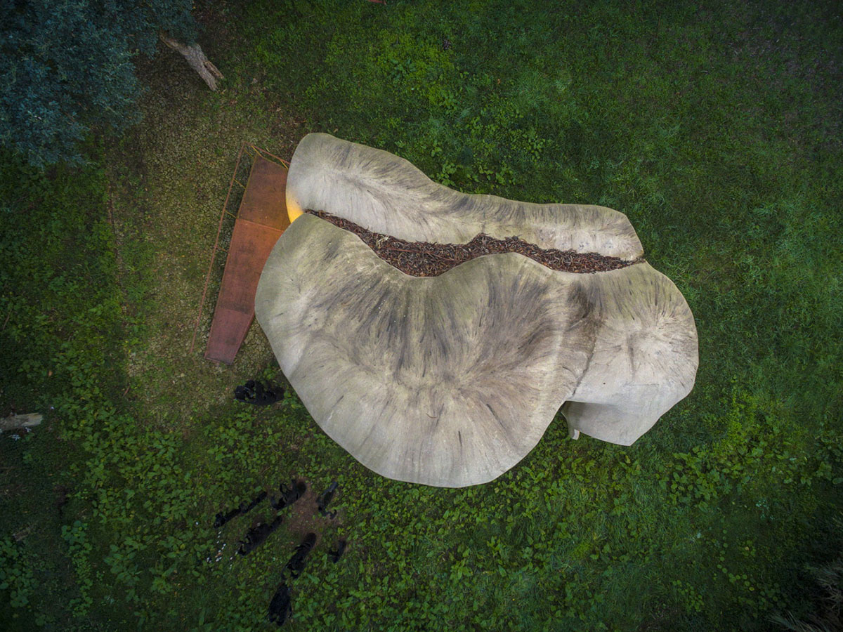 Super small cave-like art gallery by FCC Arquitectura built on lush green in Portugal