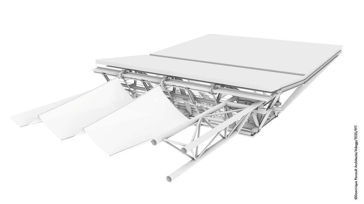 Dominique Perrault designs retractable roof on Suzanne Lenglen Tennis Court in Paris