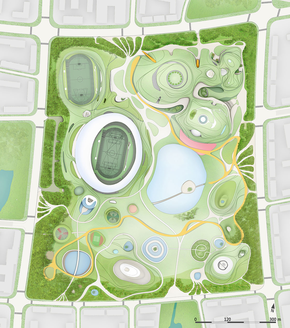 Construction work starts on MAD's Sports Campus featuring hilly landscapes in China