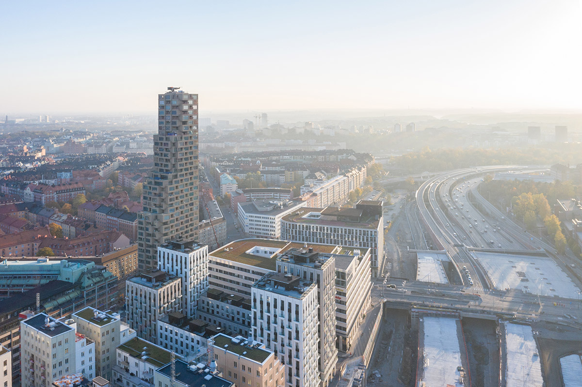 OMA completes Norra Tornen tower in Stockholm with stack of mega residential units