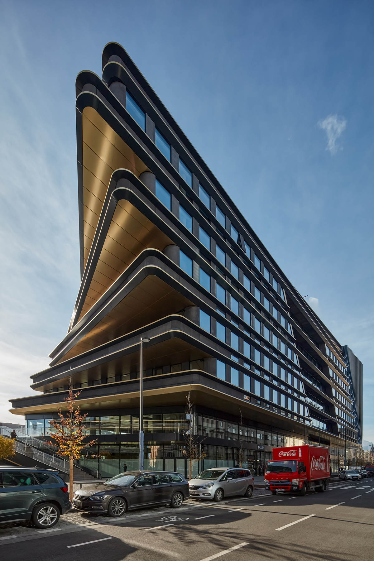 Zaha Hadid Architects completes Masaryčka building with golden vertical fins in Prague