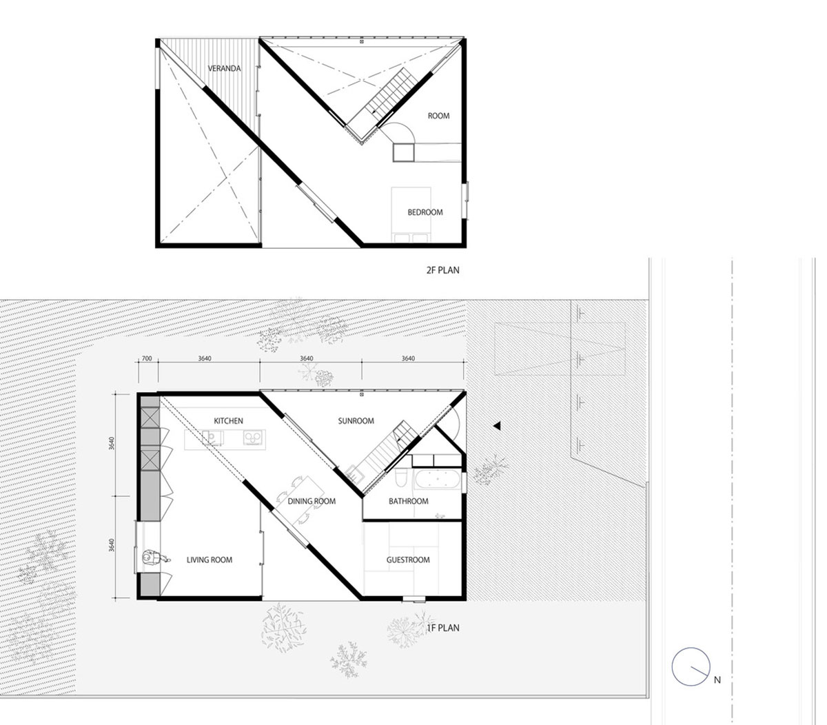 Huge corrugated polycarbonate wall lightens a cornered sunroom in house by Tato Architects