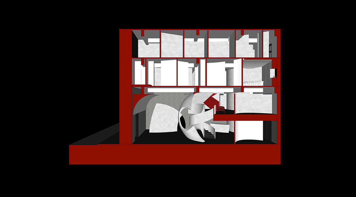 A beauty salon by AD ARCHITECTURE features dark-hued interiors drawing inspiration from cells