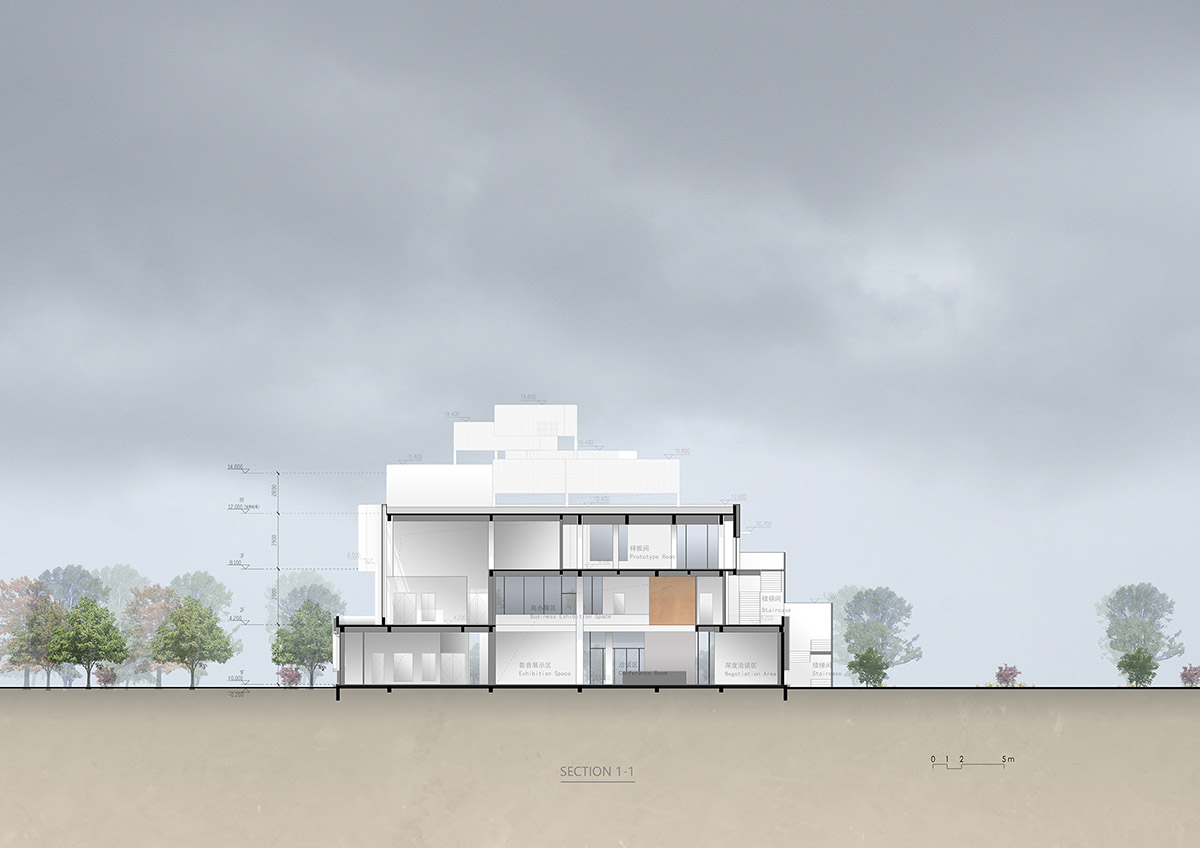 Wutopia Lab completes a Living Theatre Mount with white stacked volumes in China