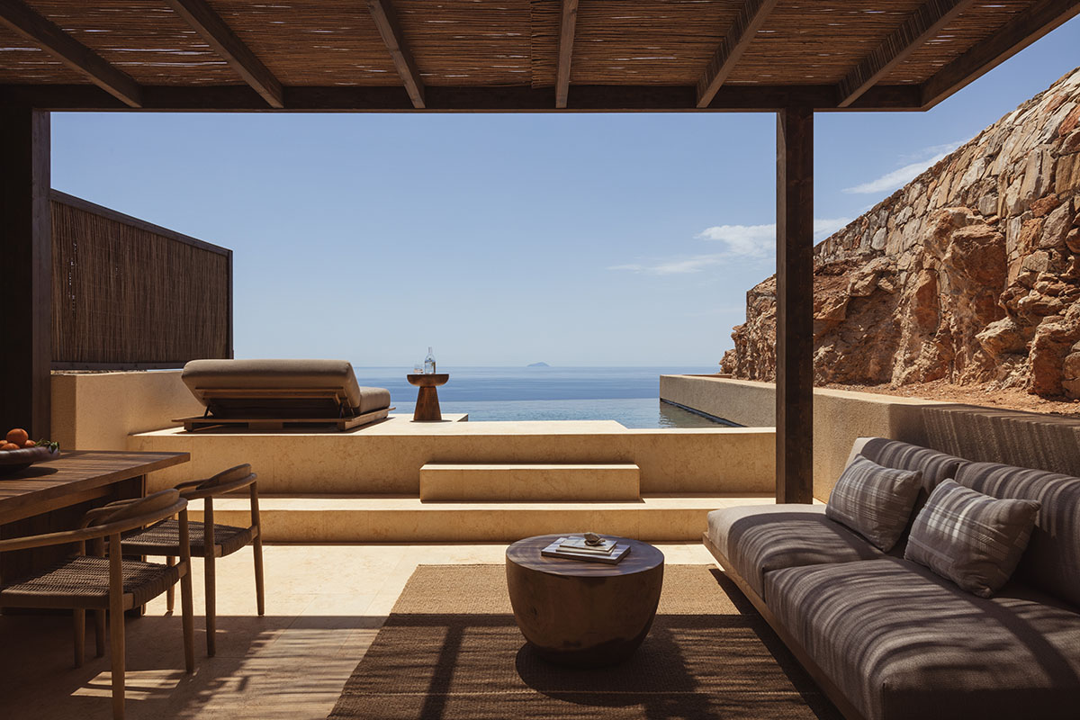 Eco-resort by Block722 pairs earthy and soft beige tones on Folegandros island 
