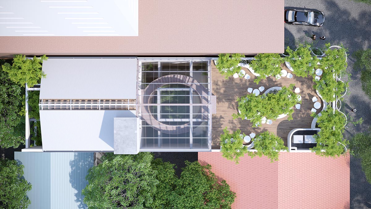 SAVA designs showroom wrapped by bulbous-formed planters on façade in Vietnam 