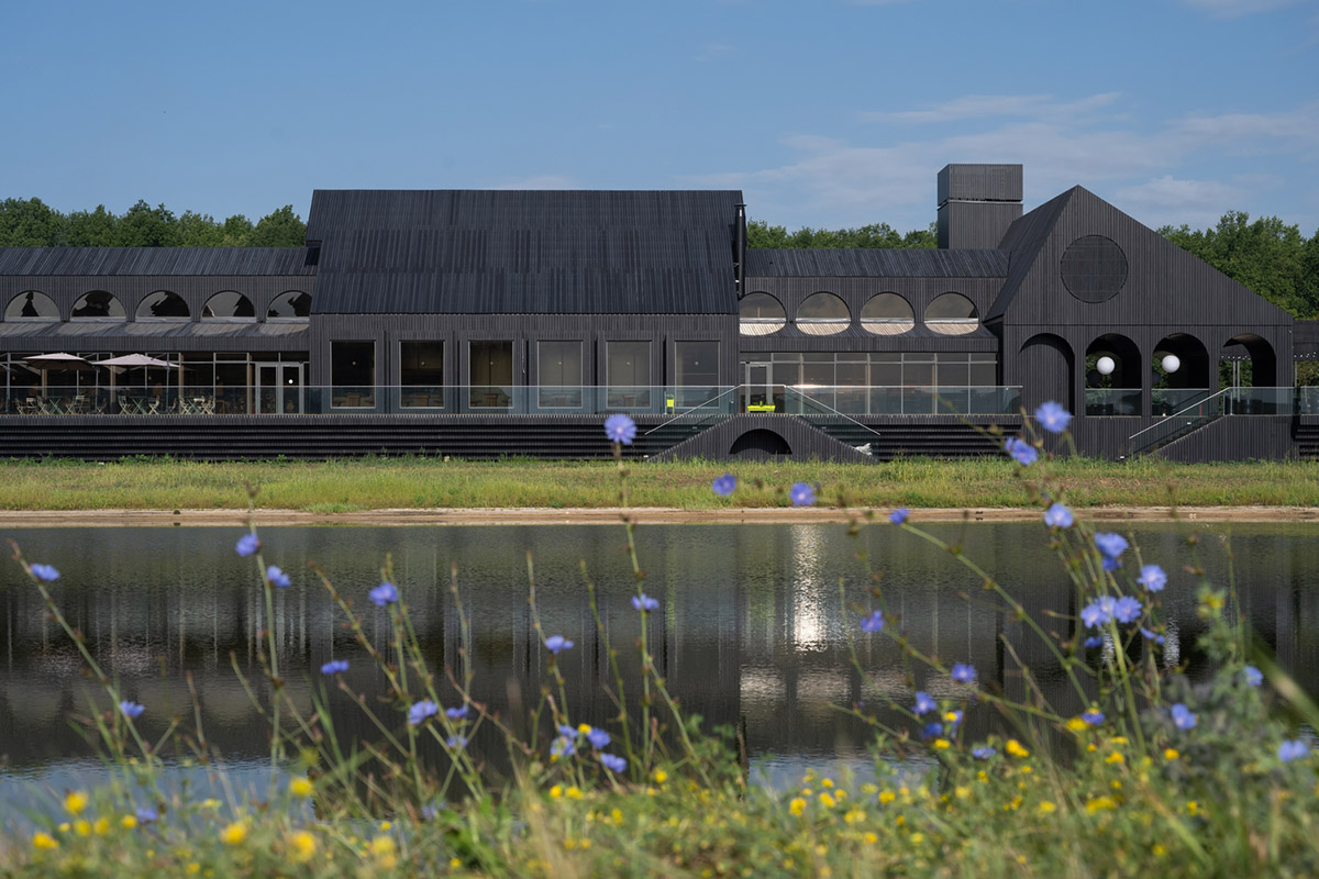 Hospitality Center is an ensemble of different black wooden buildings in Russian Lipetsk region