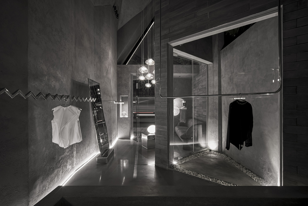 Minimal Vietnamese store is informed by geometric forms and greyscale palette