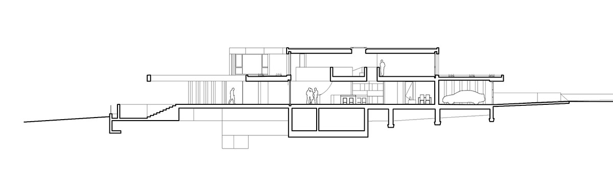Grey concrete villa by DF_DC is characterised with trapezoidal colonnaded terrace on Comano hills