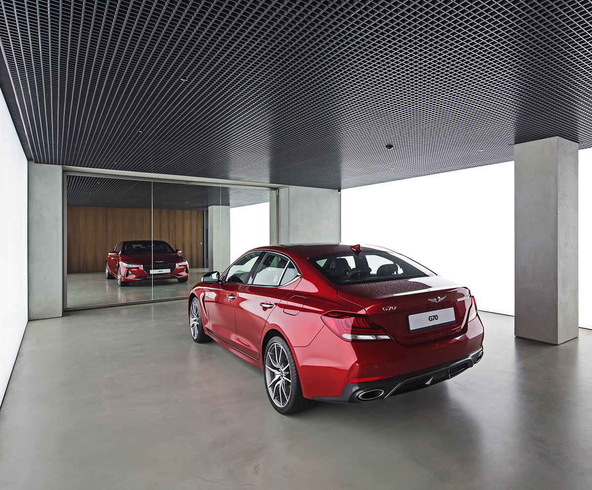 OMA / AMO's new Hundai's Genesis showroom presents cars like 