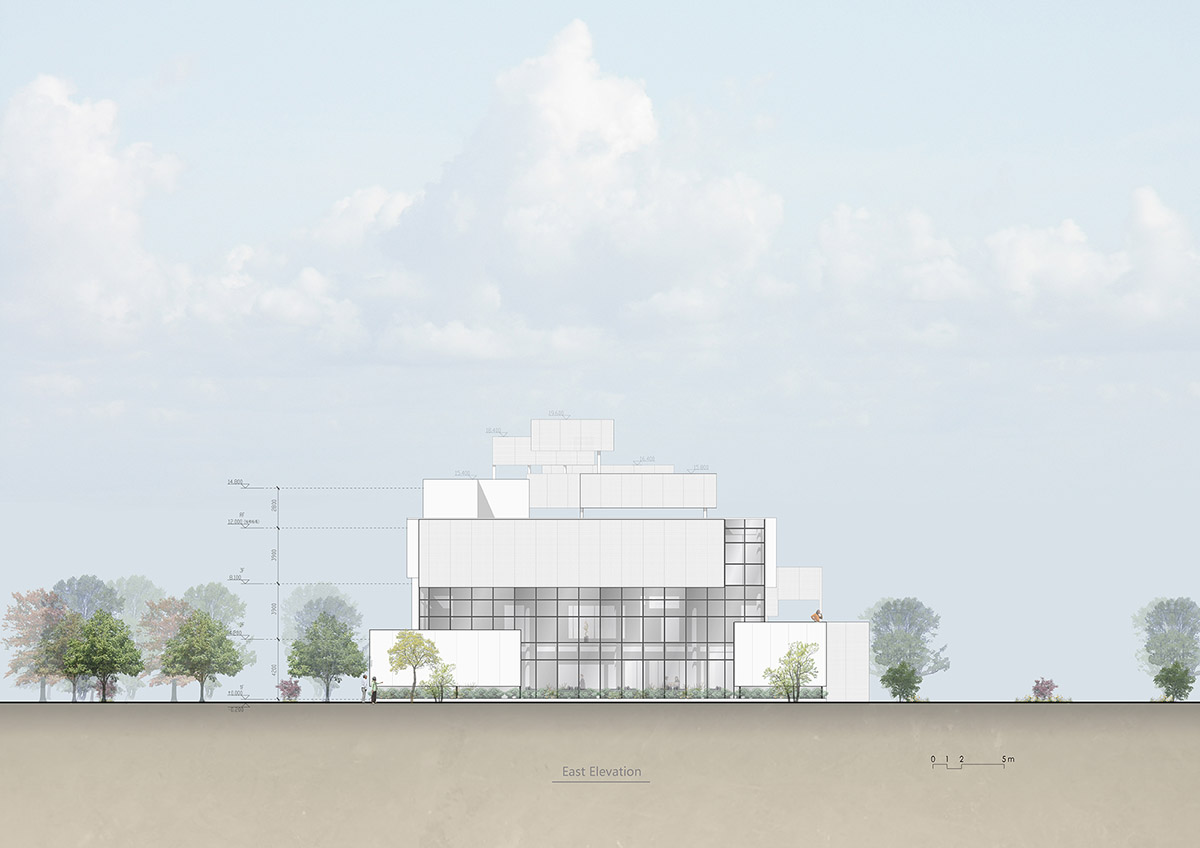 Wutopia Lab completes a Living Theatre Mount with white stacked volumes in China