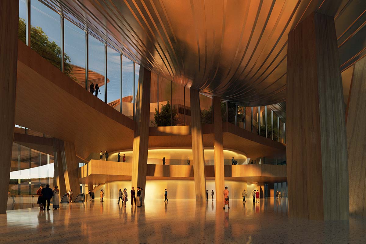 MAD hides culture and arts center beneath metal roofs scattered like 