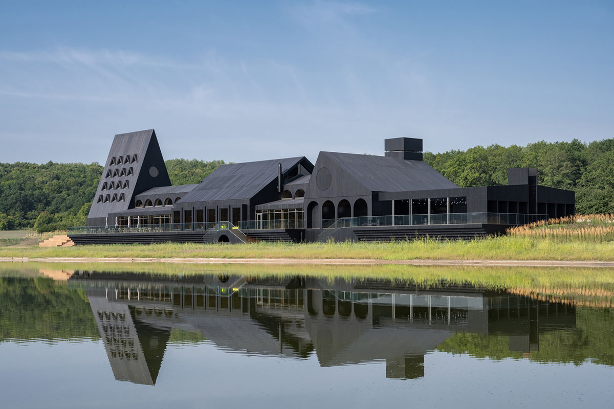 Hospitality Center is an ensemble of different black wooden buildings in Russian Lipetsk region
