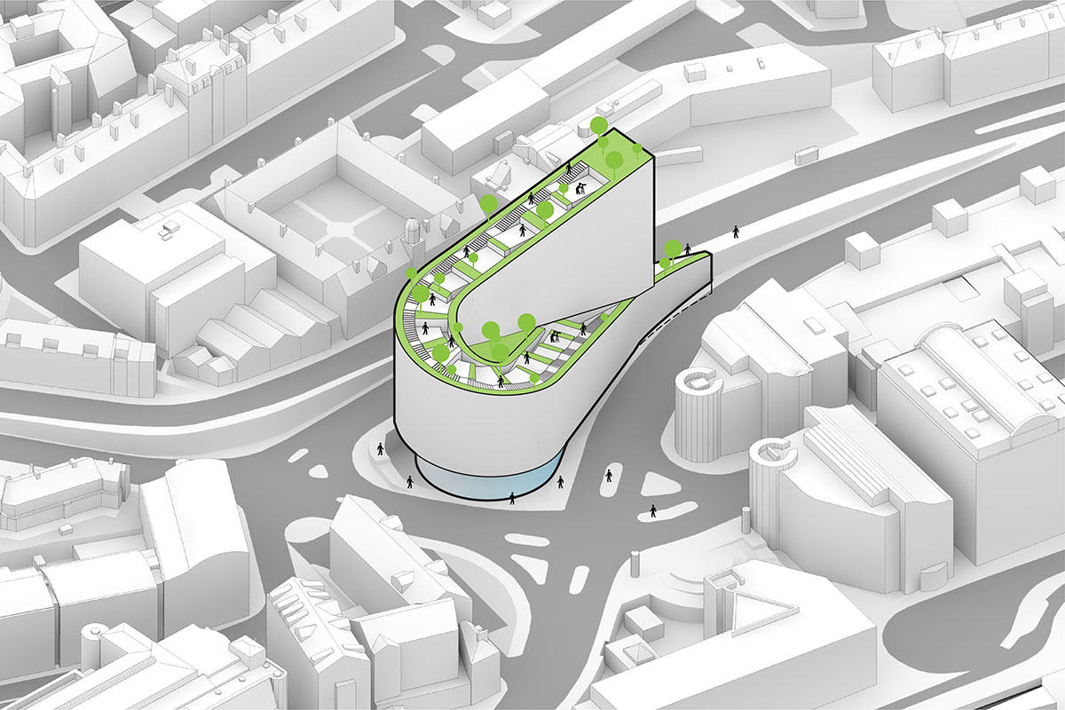 Bjarke Ingels Group adds ribbon-like office building to Newcastle's skyline