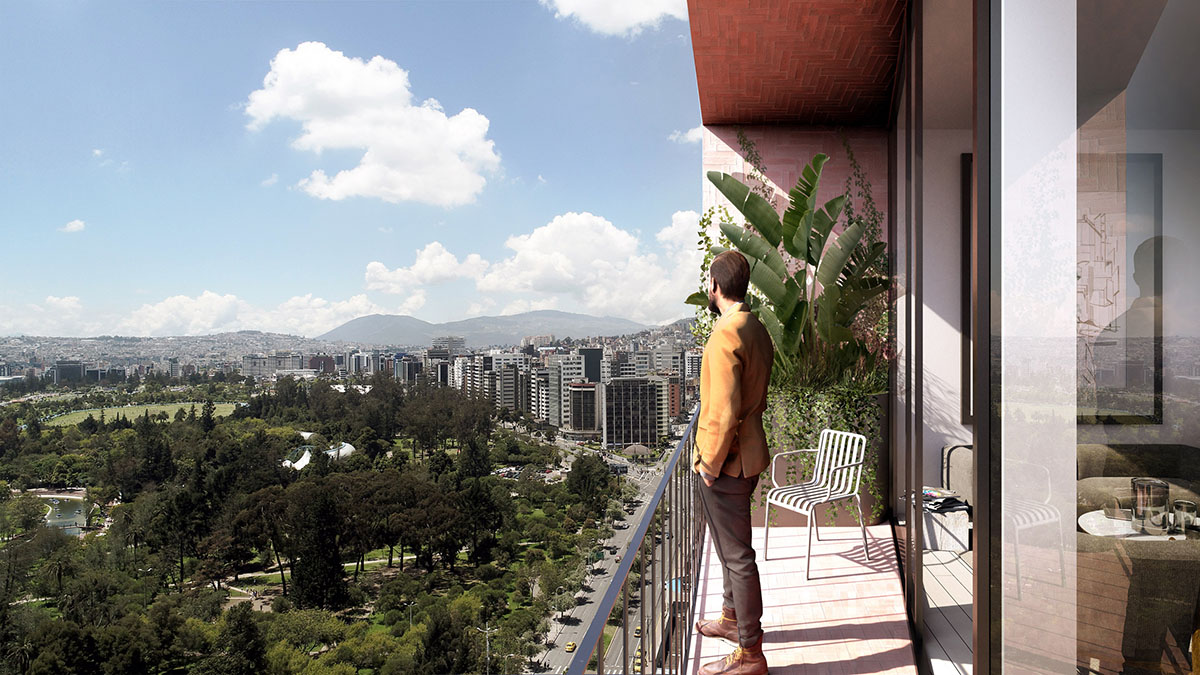 BIG designs earthy-colored and rounded tower in Ecuador