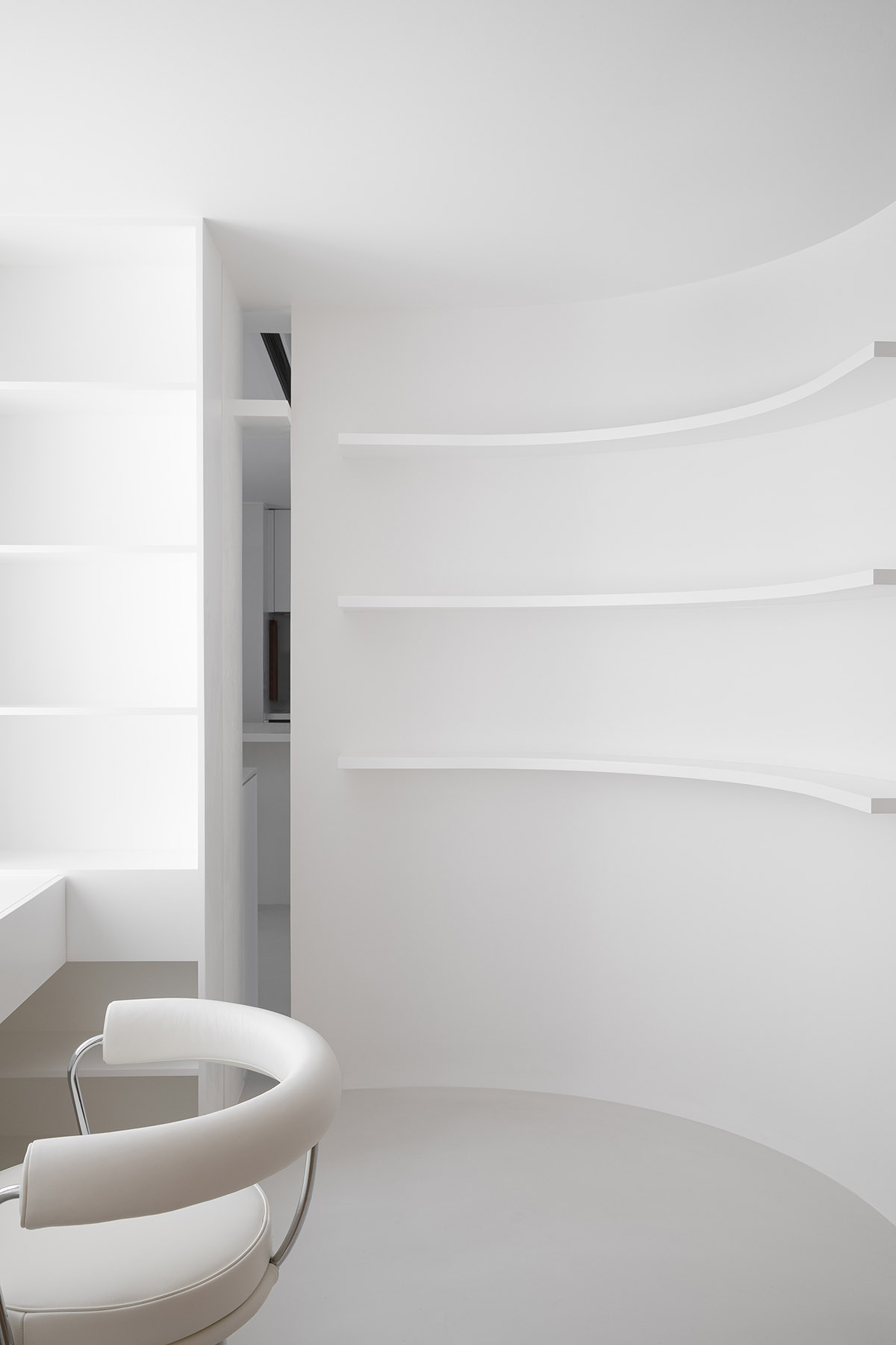 AD ARCHITECTURE creates all-white interiors with geometric compositions for L Apartment in China