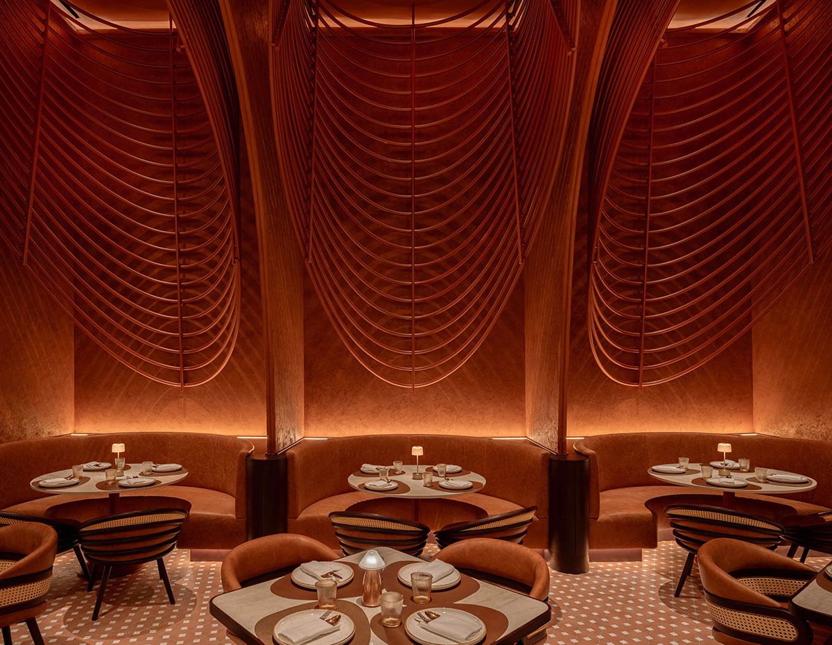 Mausam is a dining space that translates Mughal arches into a sculptural ceiling in Dubai