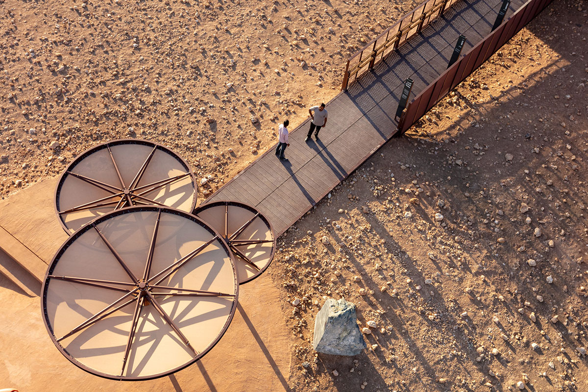 Hopkins Architects built steel pods for interpretive centre inspired by fossilised urchins in Sharjah