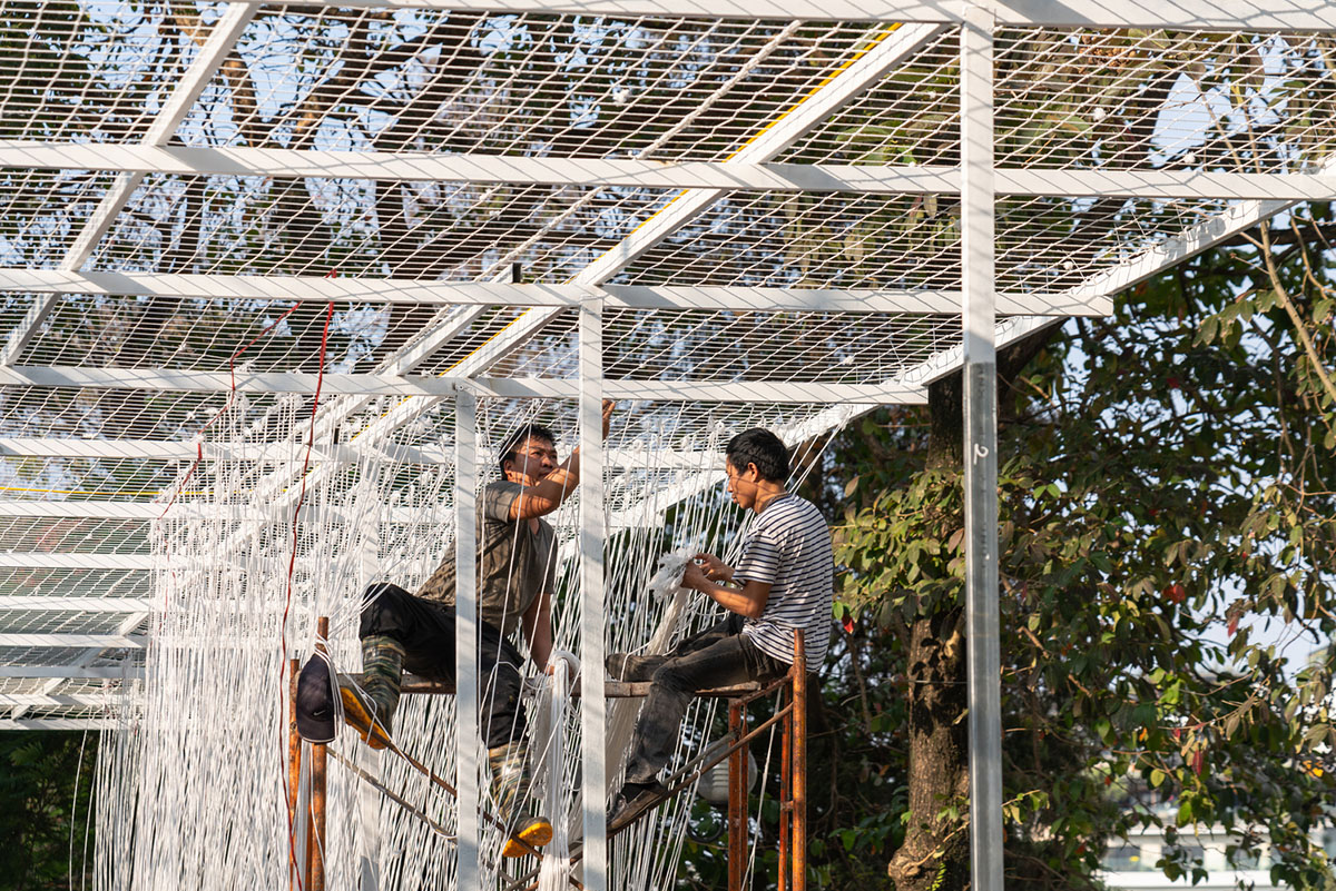MIA Design Studio created lightweight pavilion made of thousands of small nylon cords in Vietnam