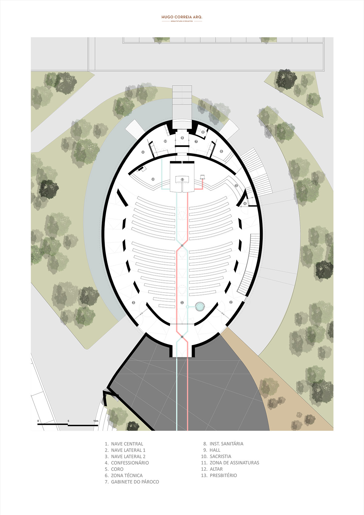 Hugo Correia Completes Elliptical Church Featuring Sharp Concrete Lines In Portugal