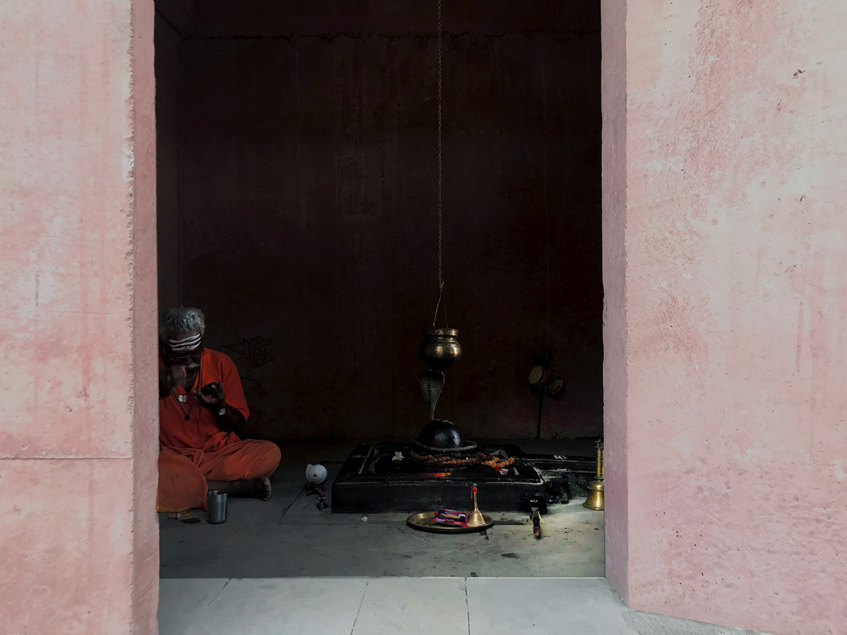 Karan Darda Architects Built A Sculptural Temple With Reddish-Colored Concrete Walls In Pune