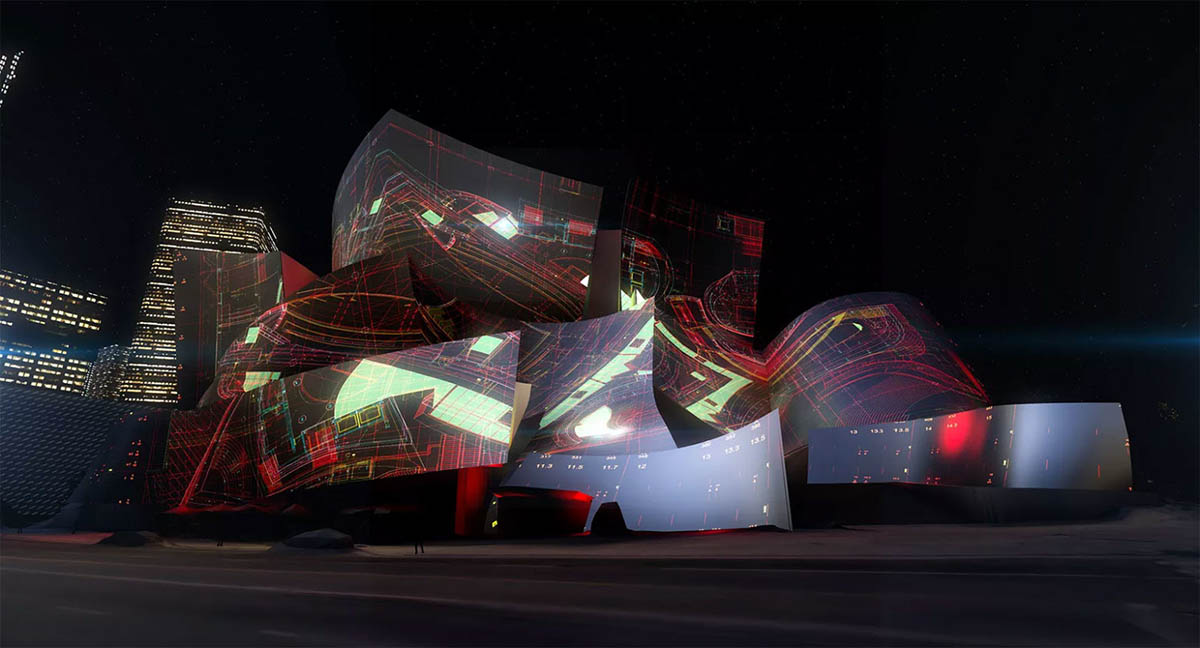 Frank Gehry's Walt Disney Concert Hall Gets A Psychedelic Makeover By Refik Anadol