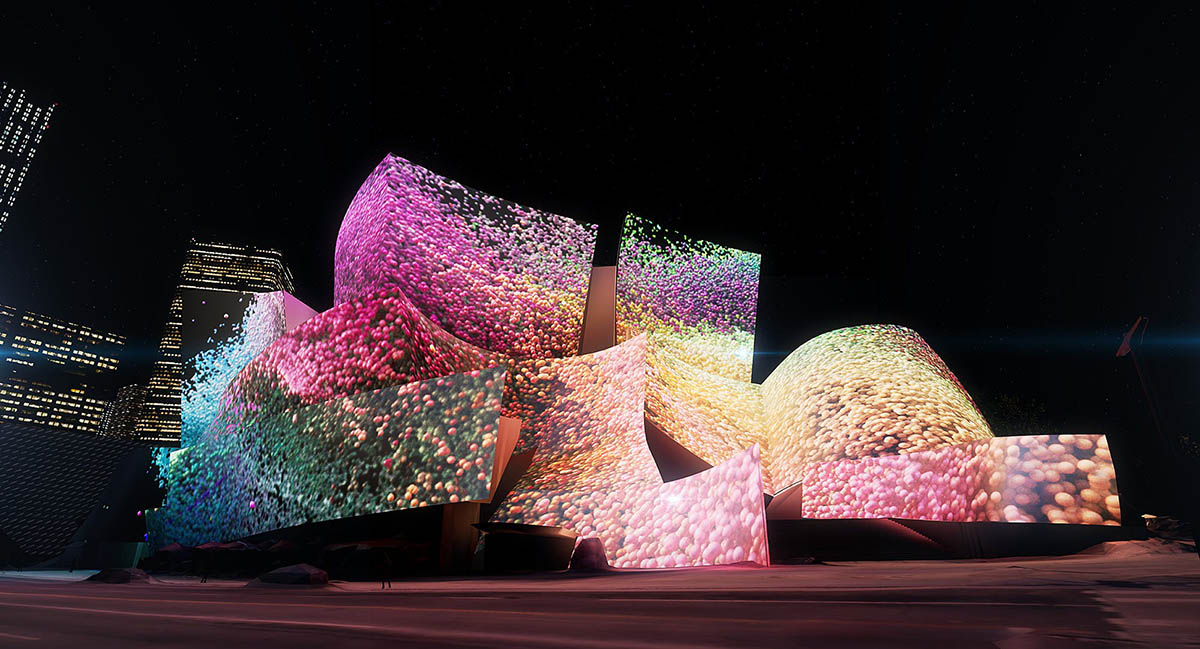 Frank Gehry's Walt Disney Concert Hall Gets A Psychedelic Makeover By Refik Anadol