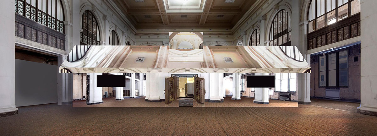 Doug Aitken To Install Giant Mirrored House Reflecting The Entire Space Of Former Bank In Detroit