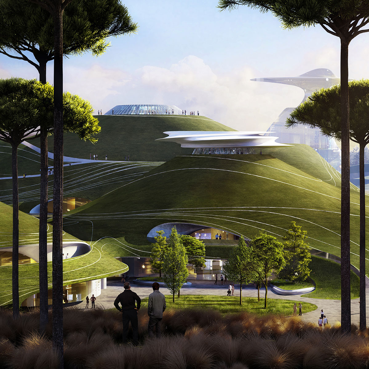 Construction Work Starts On MAD's Sports Campus Featuring Hilly Landscapes In China