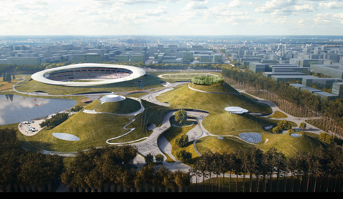 Construction Work Starts On MAD's Sports Campus Featuring Hilly Landscapes In China